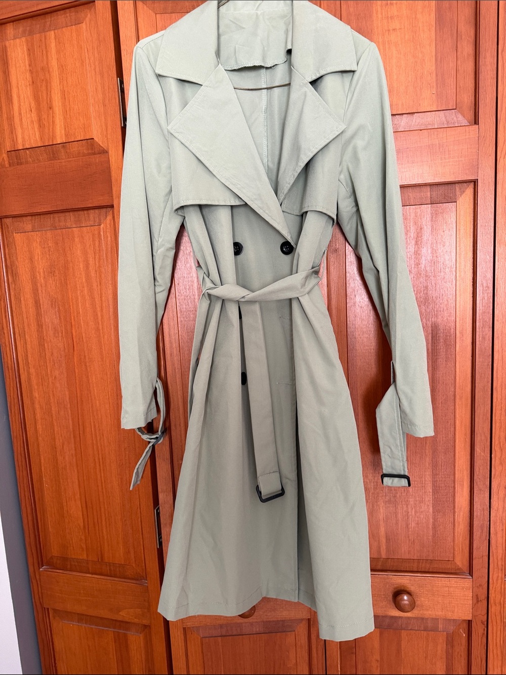 Classic Trench Dress in Sage Green